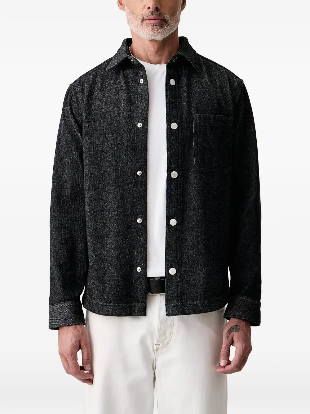 Joop! patterned-jacquard denim shirt Blauw