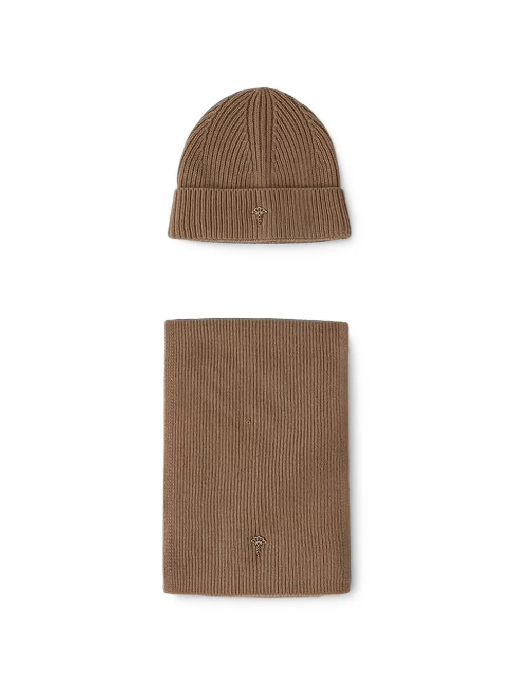 Joop! ribbed-knit beanie hat and scarf (set of two) - Braun