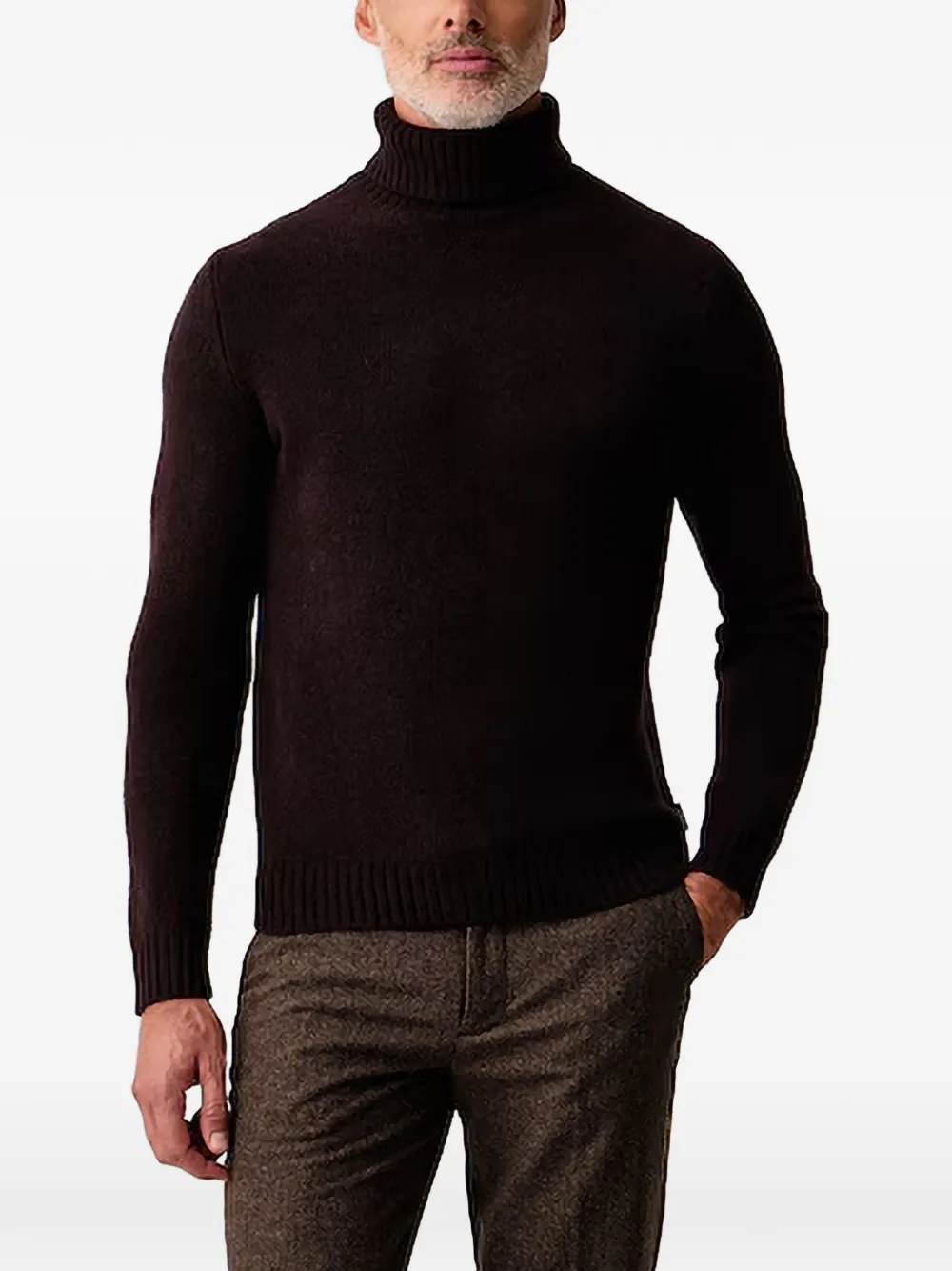 Joop! roll-neck ribbed-trim sweater - Marron
