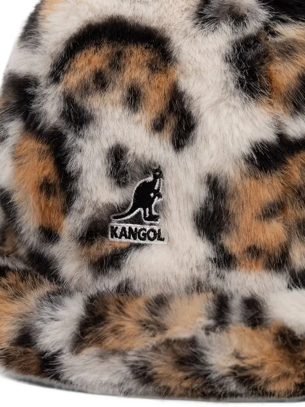 Kangol Vissershoed met luipaardprint en imitatiebont Beige
