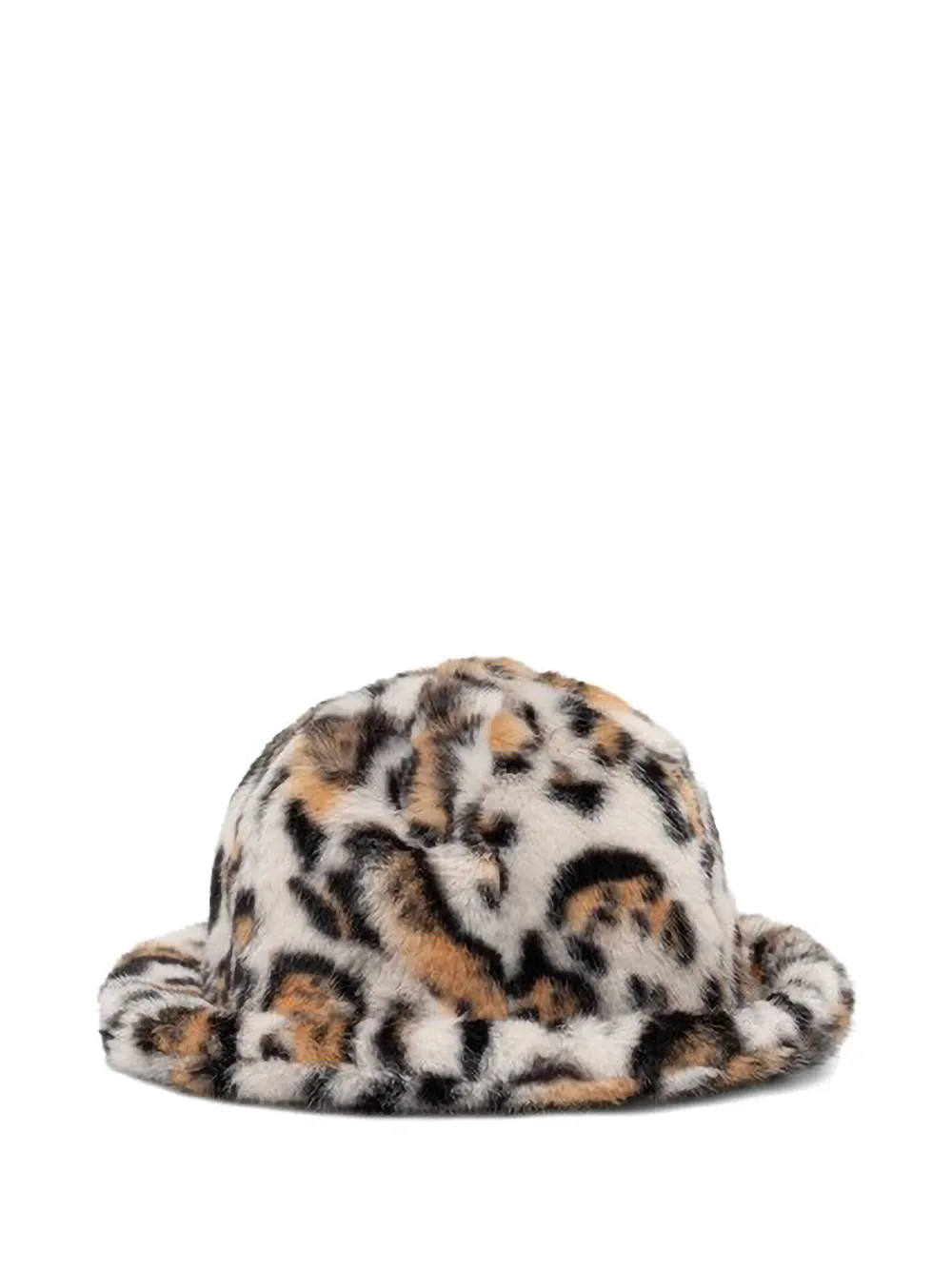 Kangol Vissershoed met luipaardprint en imitatiebont Beige