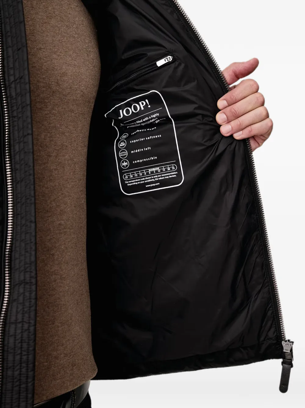 Joop! quilted zip-up jacket Zwart