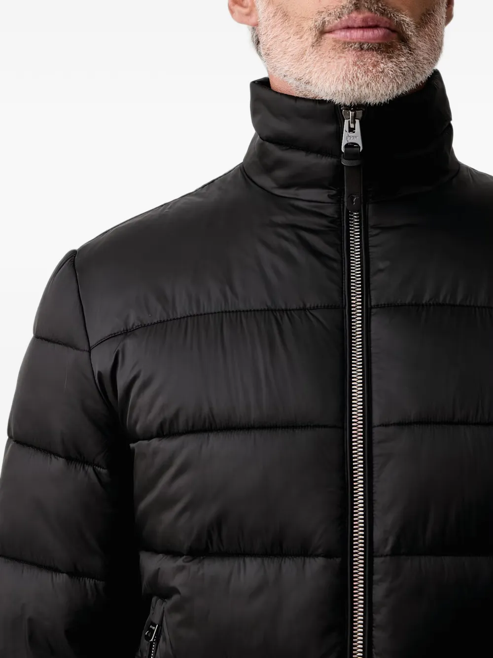 Joop! quilted zip-up jacket Zwart