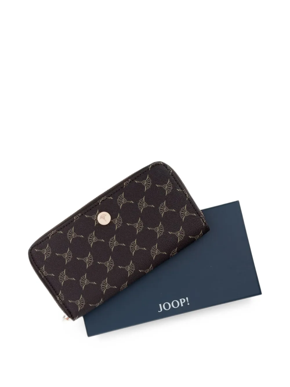 Joop! Cortina portemonnee met ritssluiting rondom en monogram-print Bruin