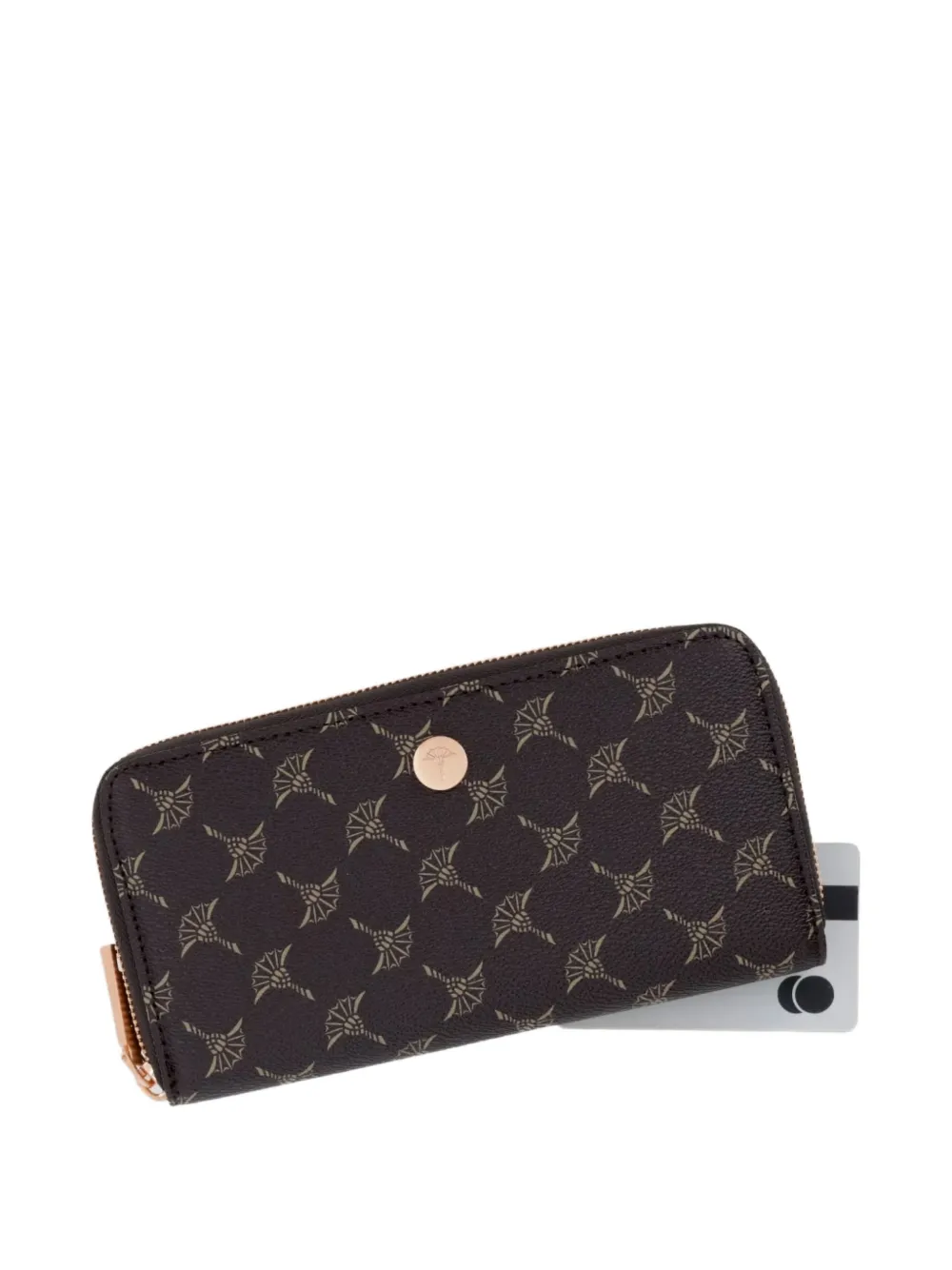 Joop! Cortina portemonnee met ritssluiting rondom en monogram-print Bruin