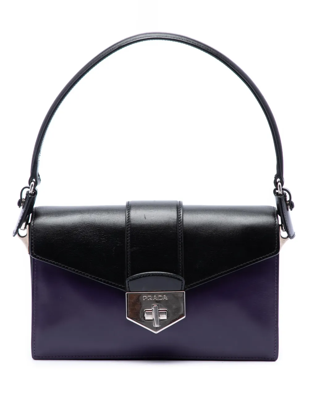 Prada Pre-Owned 2000-2013 Bicolor Box Calf Turnlock satchel - Nero