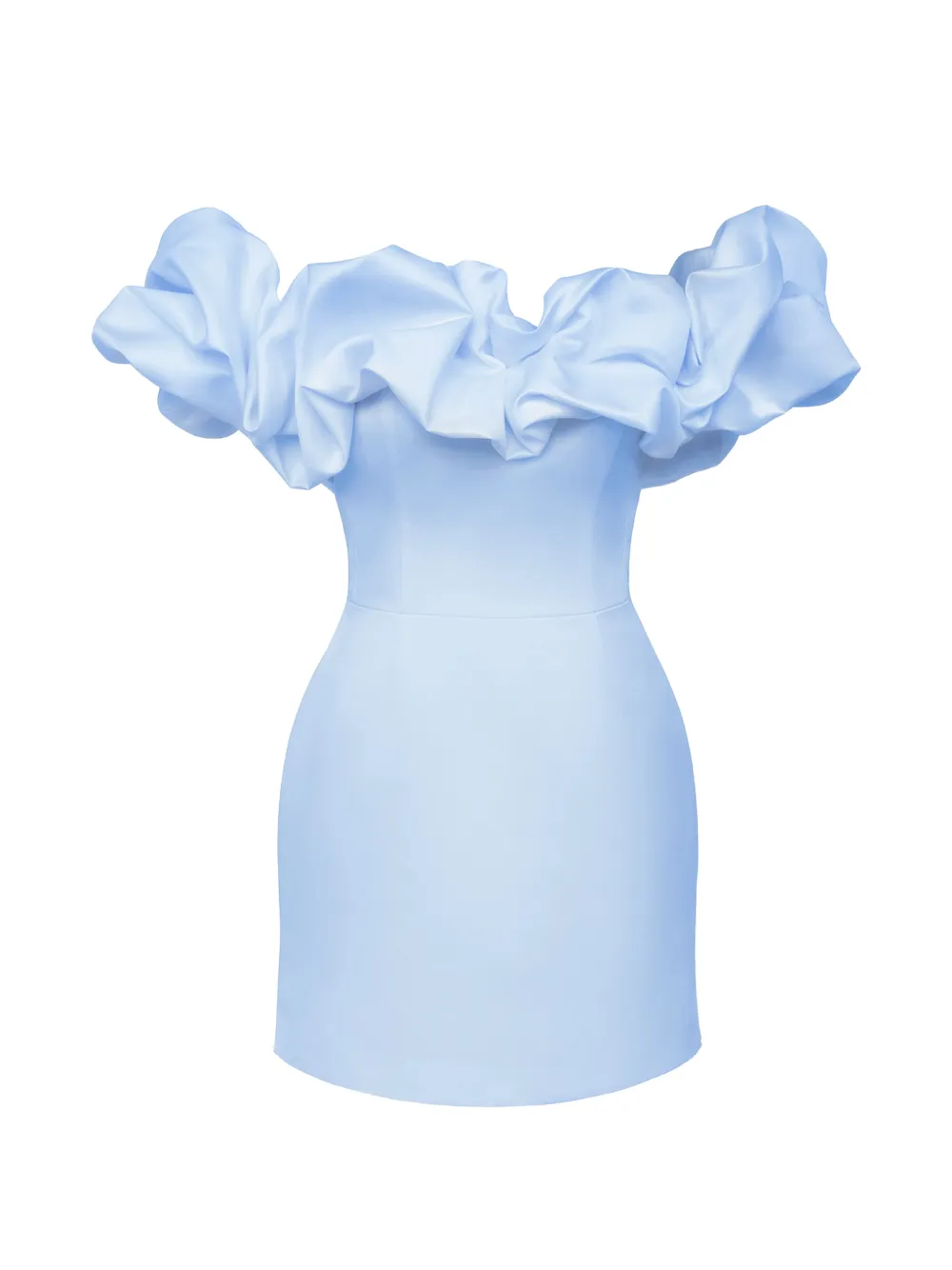 POST MERIDIEM Meringue mini-jurk met ruches Blauw