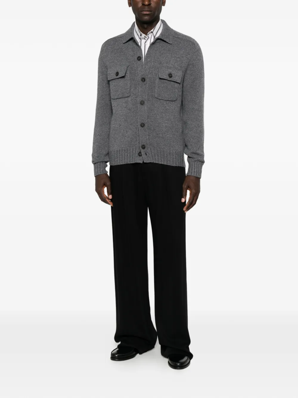 Gran Sasso Vest met zak-detail en knopen Grijs