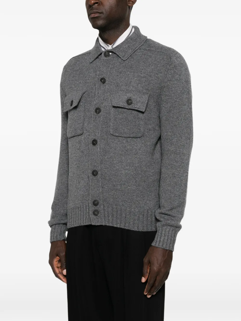 Gran Sasso Vest met zak-detail en knopen Grijs