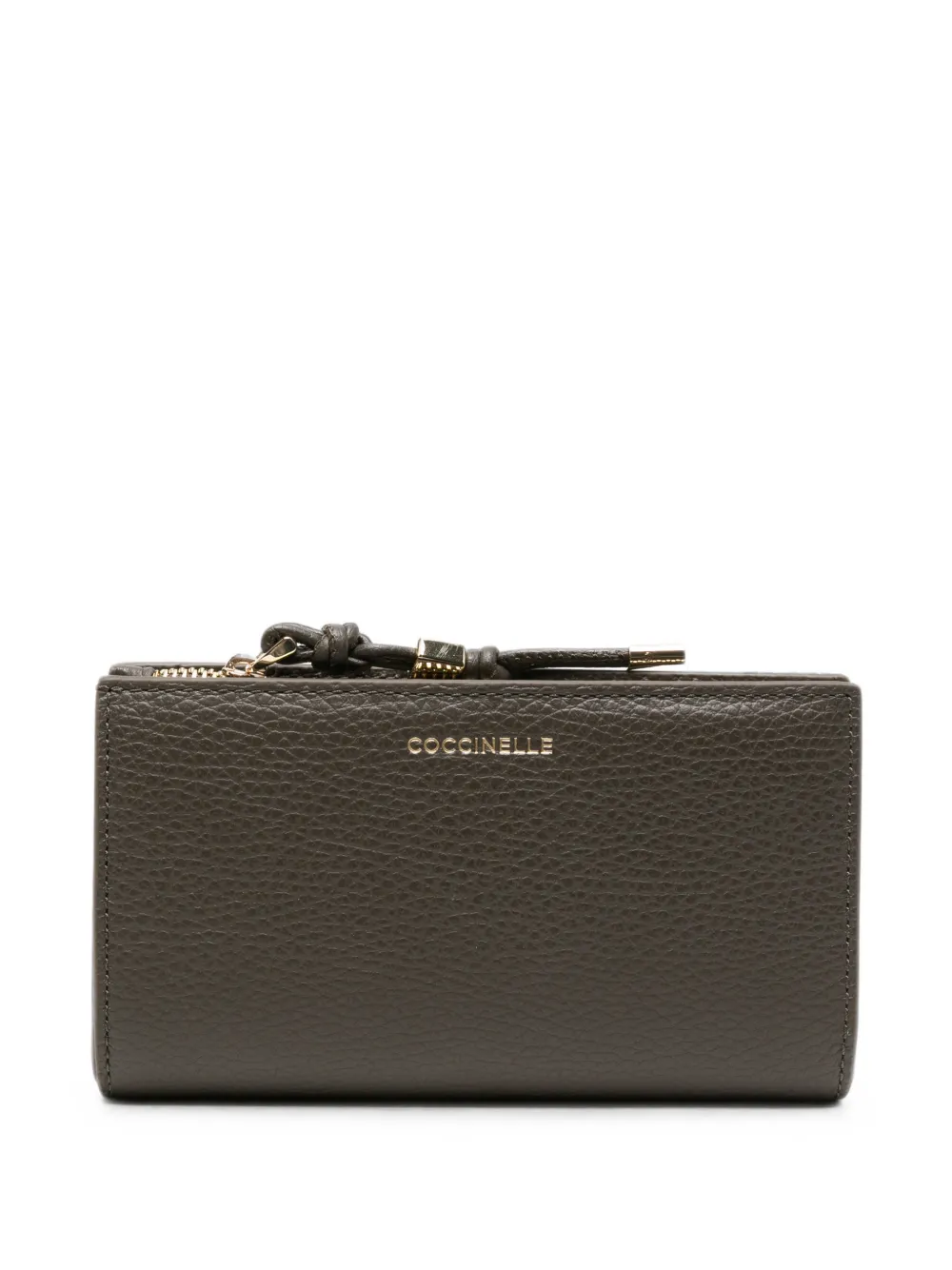 Coccinelle logo-plaque pebbled leather wallet - Grau