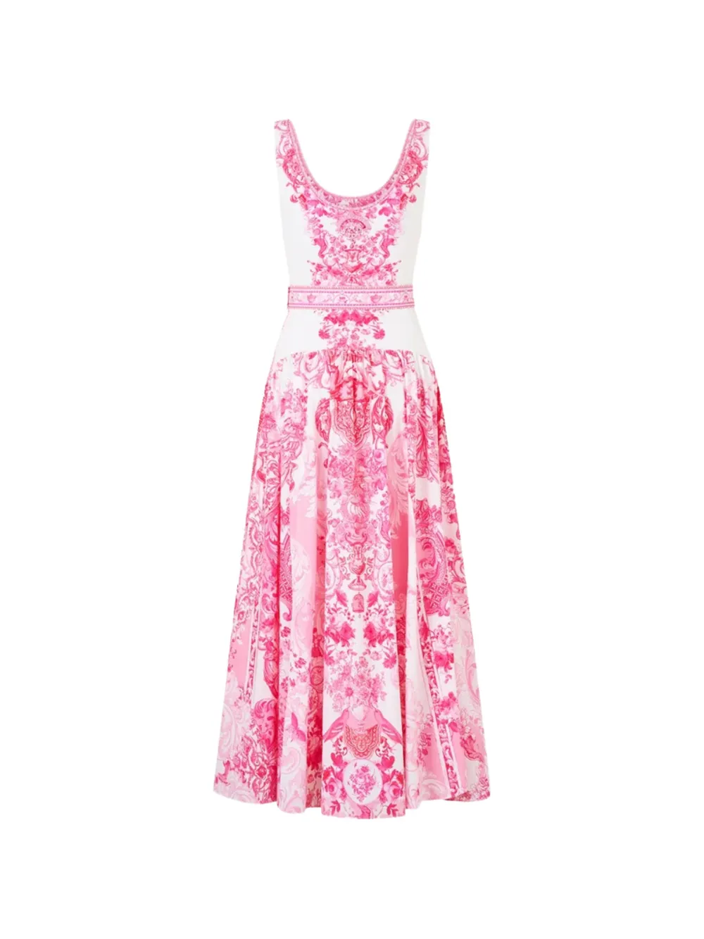 Camilla Midi-jurk met bloemenprint en ceintuur Wit