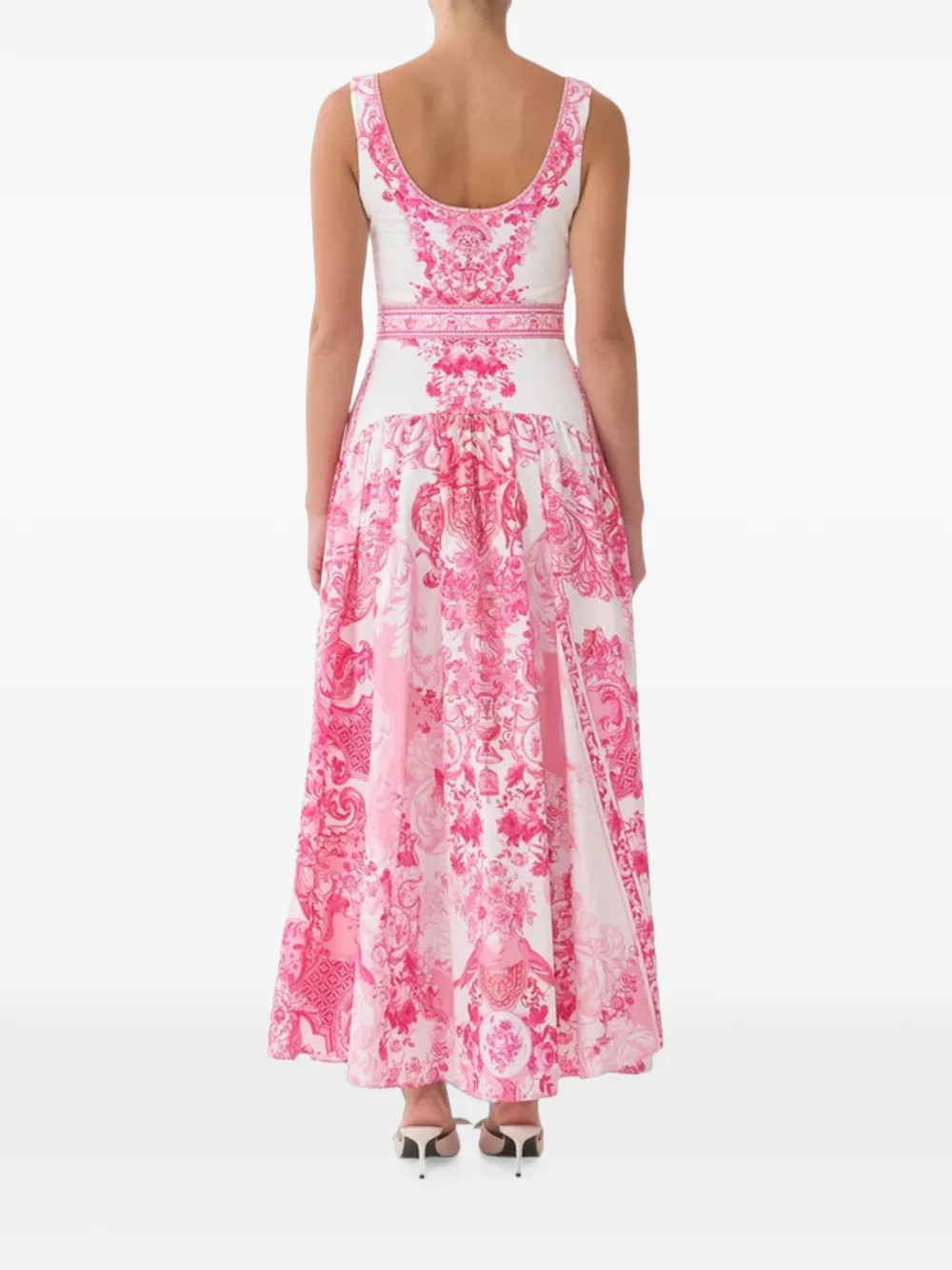 Camilla Midi-jurk met bloemenprint en ceintuur Wit