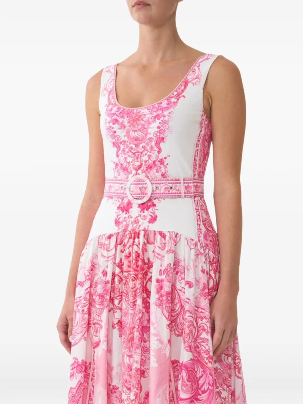 Camilla belted floral-print midi dress - Blanc Camilla belted floral-print midi dress - Blanc