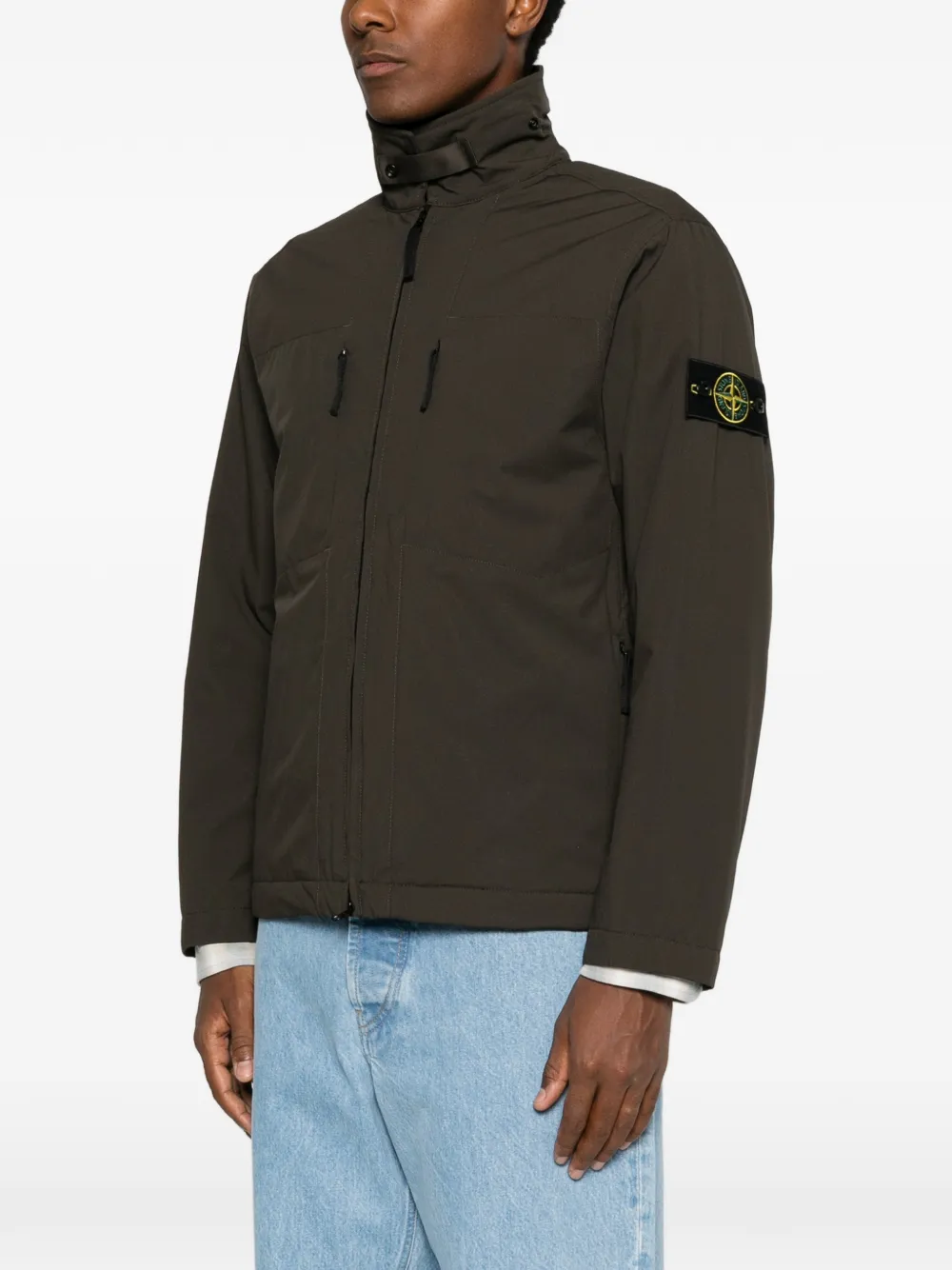 Stone Island Jack met trechterhals Bruin