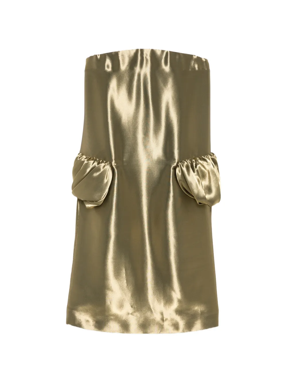 Ferragamo strapless draped-detail midi dress - Or Ferragamo strapless draped-detail midi dress - Or