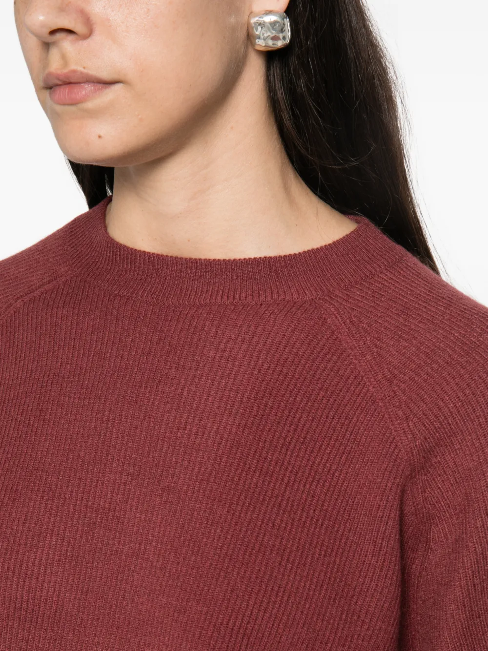 Brunello Cucinelli ribbed-knit raglan-sleeve sweater Rood