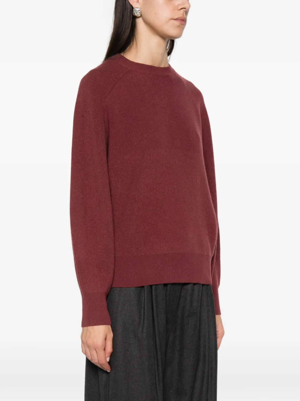 Brunello Cucinelli ribbed-knit raglan-sleeve sweater Rood