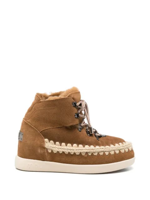 Mou crochet-trim lace-up boots