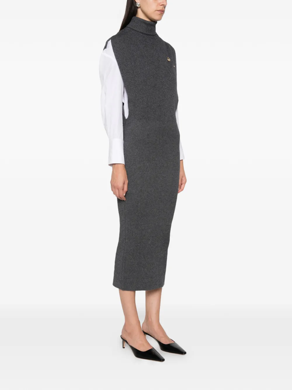 TWINSET Ribgebreide mini-jurk Grijs