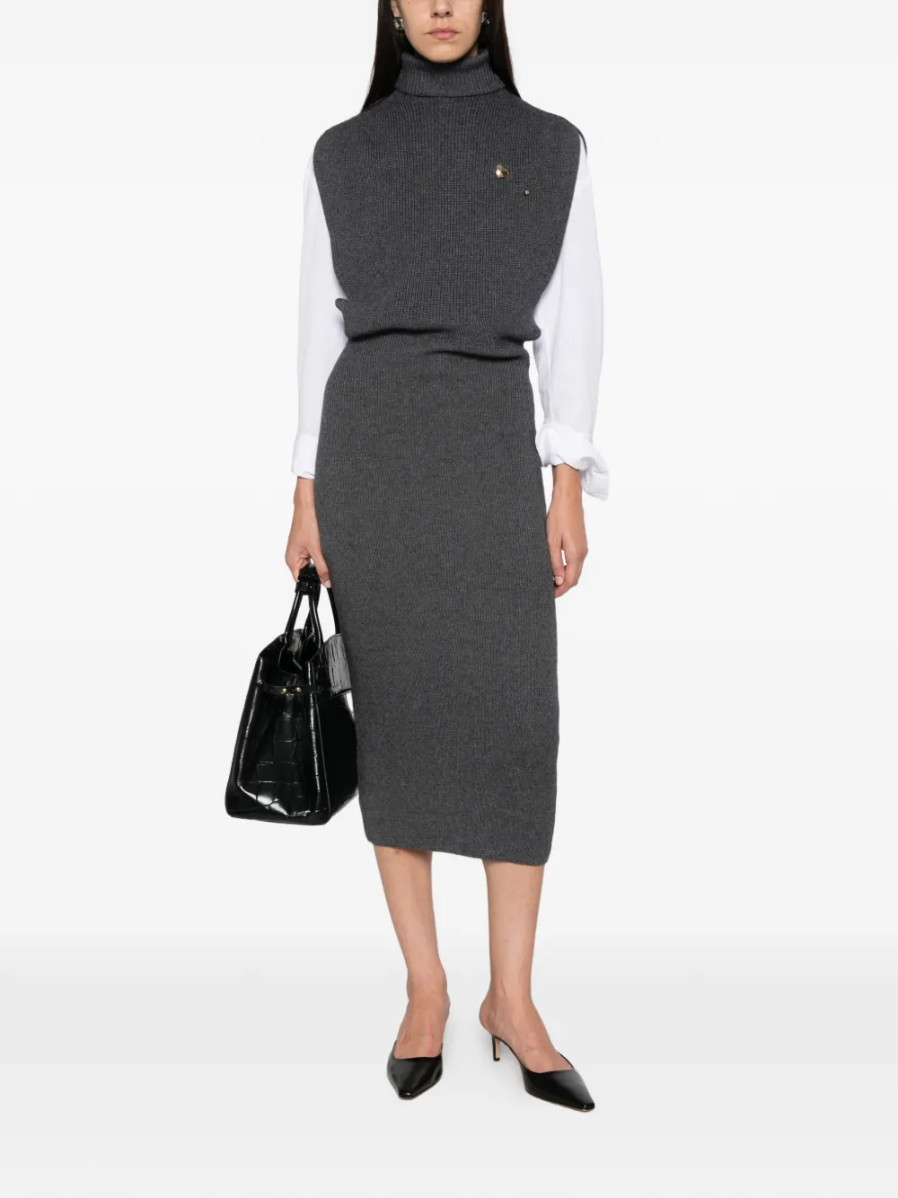 TWINSET Ribgebreide mini-jurk Grijs
