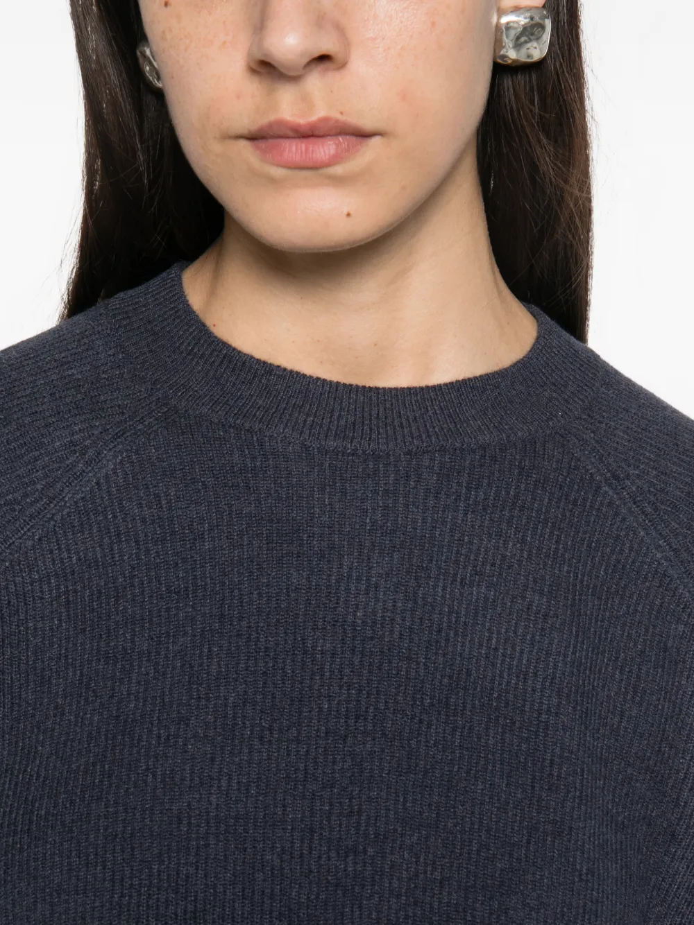 Brunello Cucinelli ribbed-knit raglan-sleeve sweater Blauw