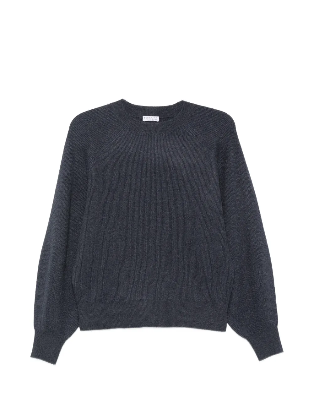 Brunello Cucinelli ribbed-knit raglan-sleeve sweater - Blue
