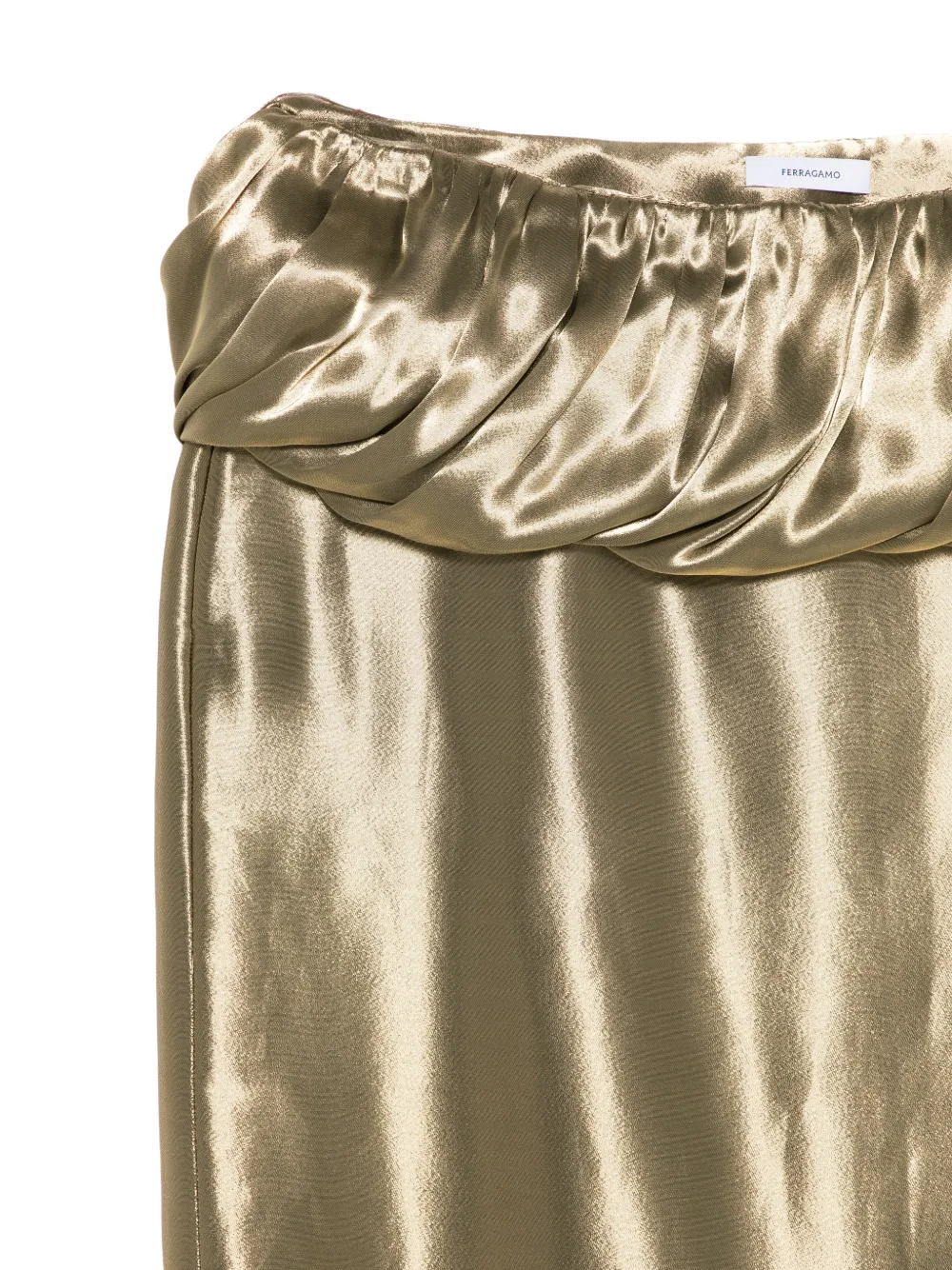 Ferragamo Gedrapeerde mini-rok met satijnen afwerking Goud