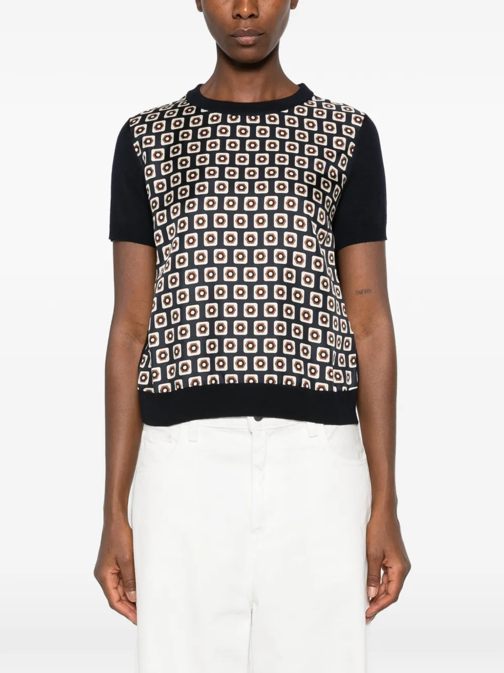'S Max Mara geometric-print short-sleeve sweater Blauw