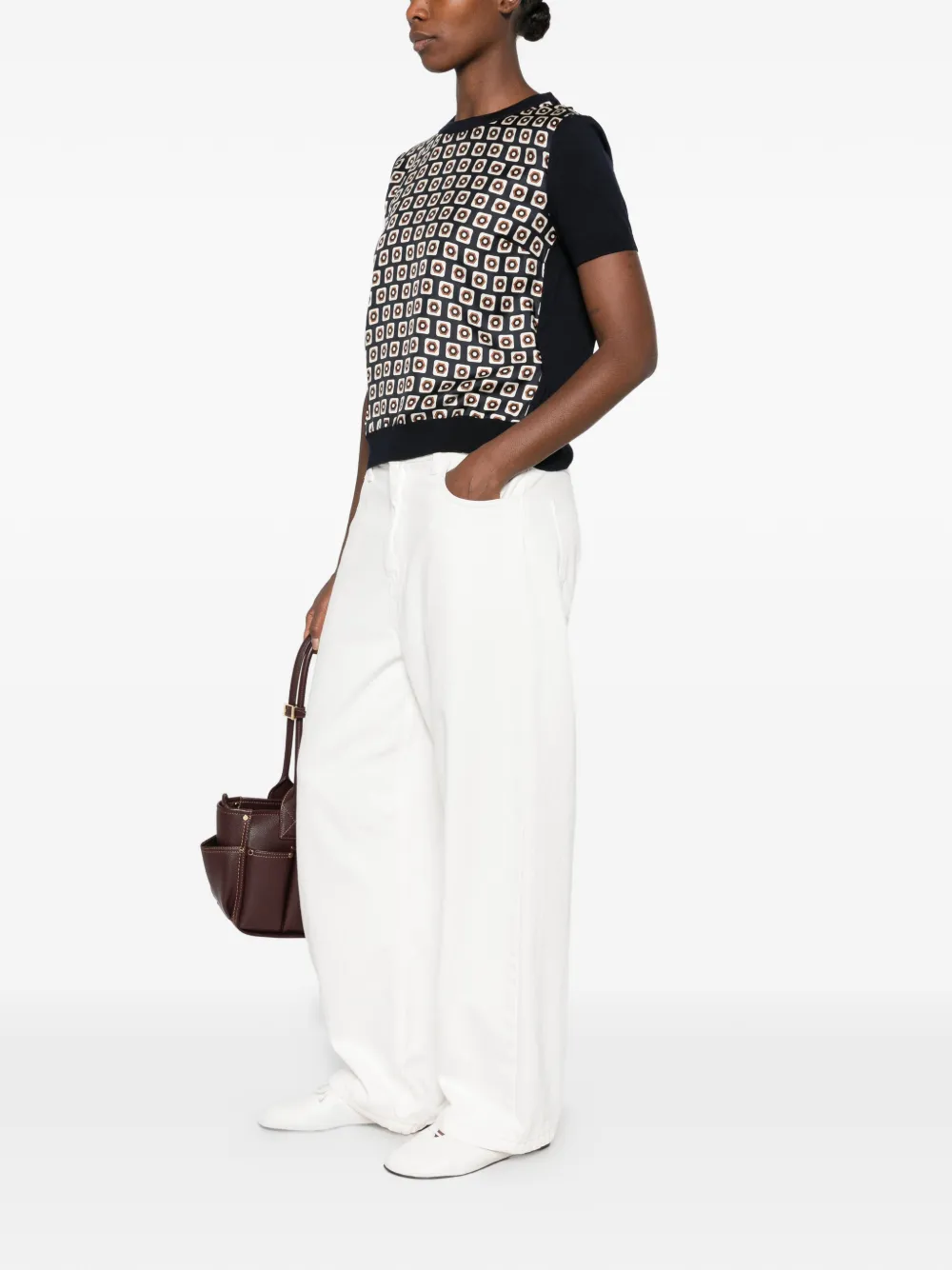 'S Max Mara geometric-print short-sleeve sweater Blauw