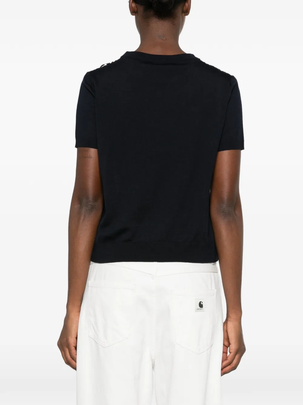 'S Max Mara geometric-print short-sleeve sweater Blauw