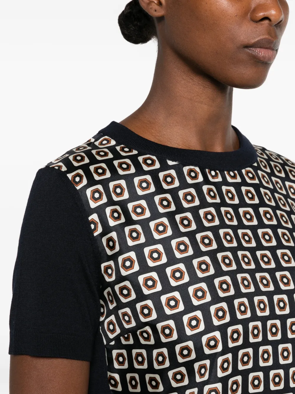 'S Max Mara geometric-print short-sleeve sweater Blauw