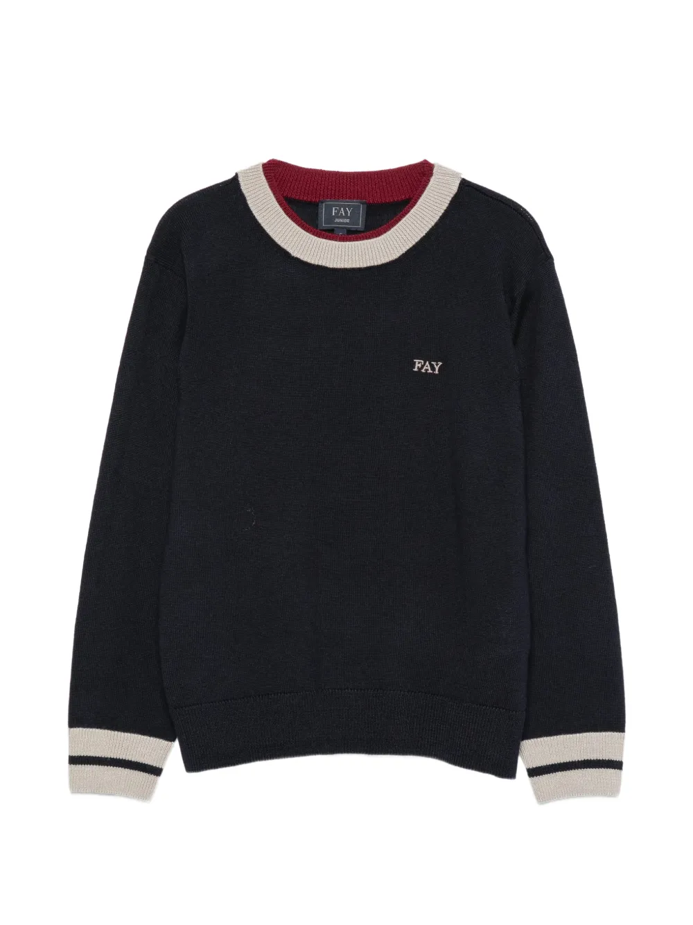Fay Kids logo-embroidered contrast-trim sweater - Noir Fay Kids logo-embroidered contrast-trim sweater - Noir