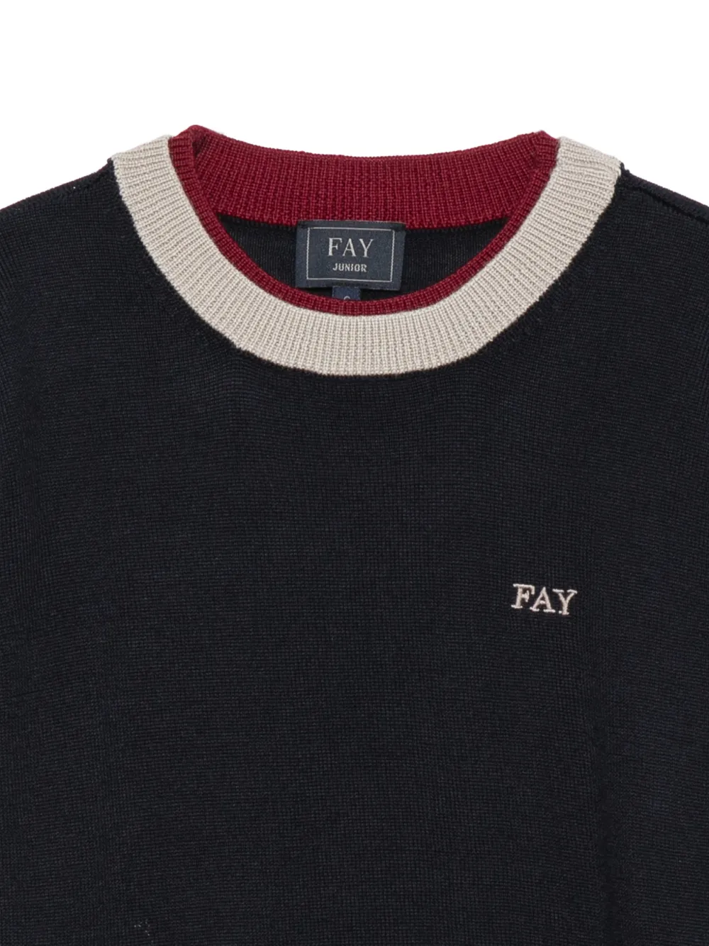 Fay Kids logo-embroidered contrast-trim sweater Zwart