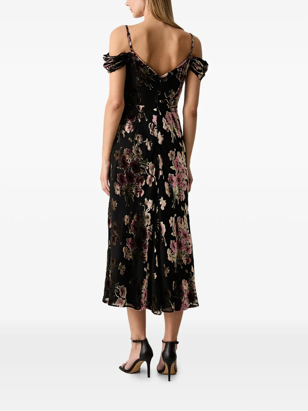 LUISA SPAGNOLI Generosita off-shoulder midi-jurk met bloemenprint Zwart