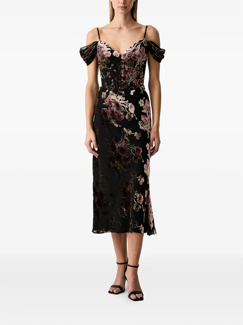 LUISA SPAGNOLI Generosita floral-print off-shoulder midi dress