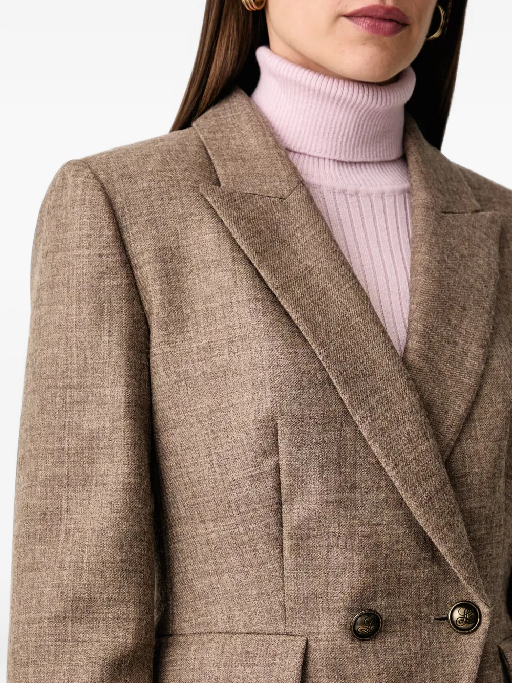LUISA SPAGNOLI Sarat blazer met dubbele rij knopen en puntige revers Bruin
