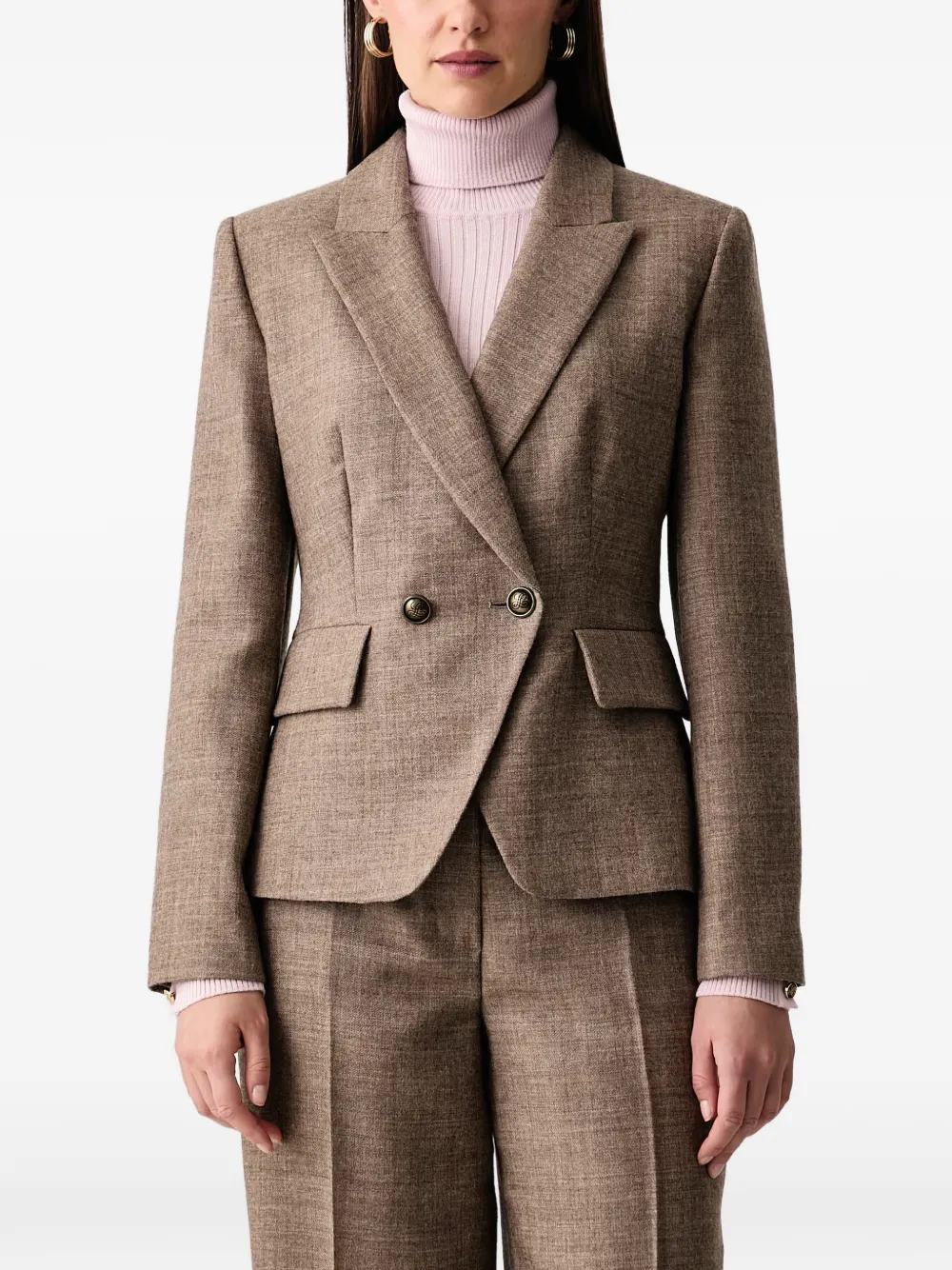 LUISA SPAGNOLI Sarat double-breasted peaked-lapel blazer - Marron