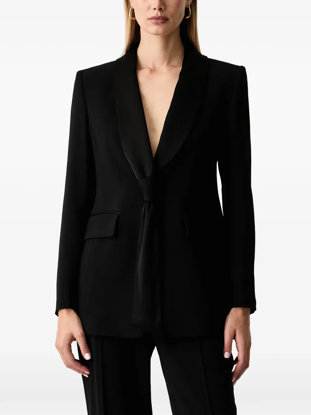 LUISA SPAGNOLI Spazzola knot-detail shawl-lapel blazer - Noir