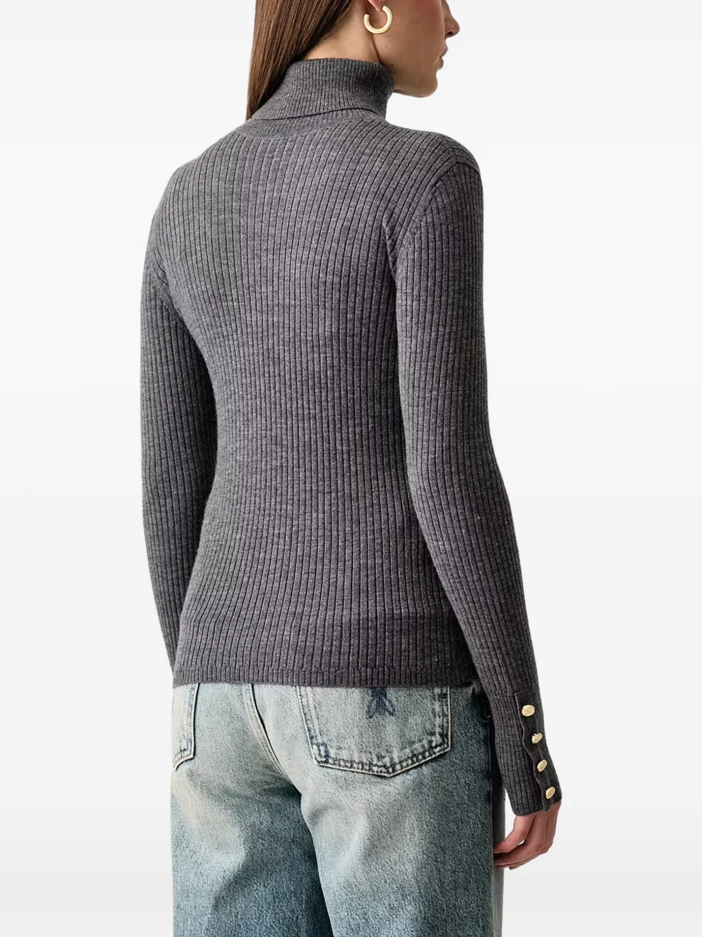 LUISA SPAGNOLI Meritare ribgebreid T-shirt met lange mouwen Grijs