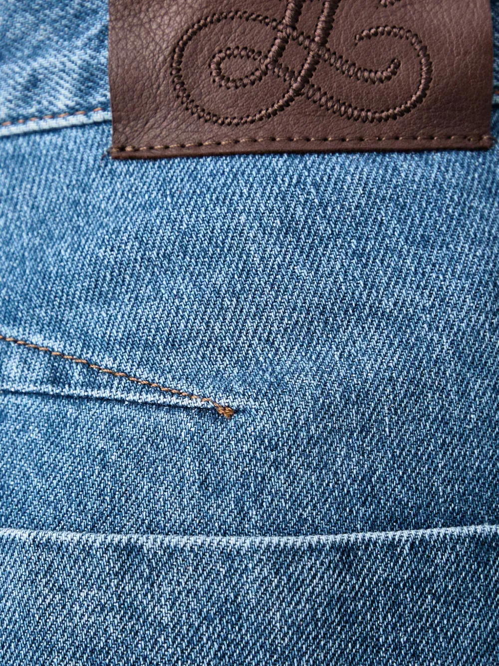 LUISA SPAGNOLI Onega jeans met barrel-pijpen en leren afwerking Blauw