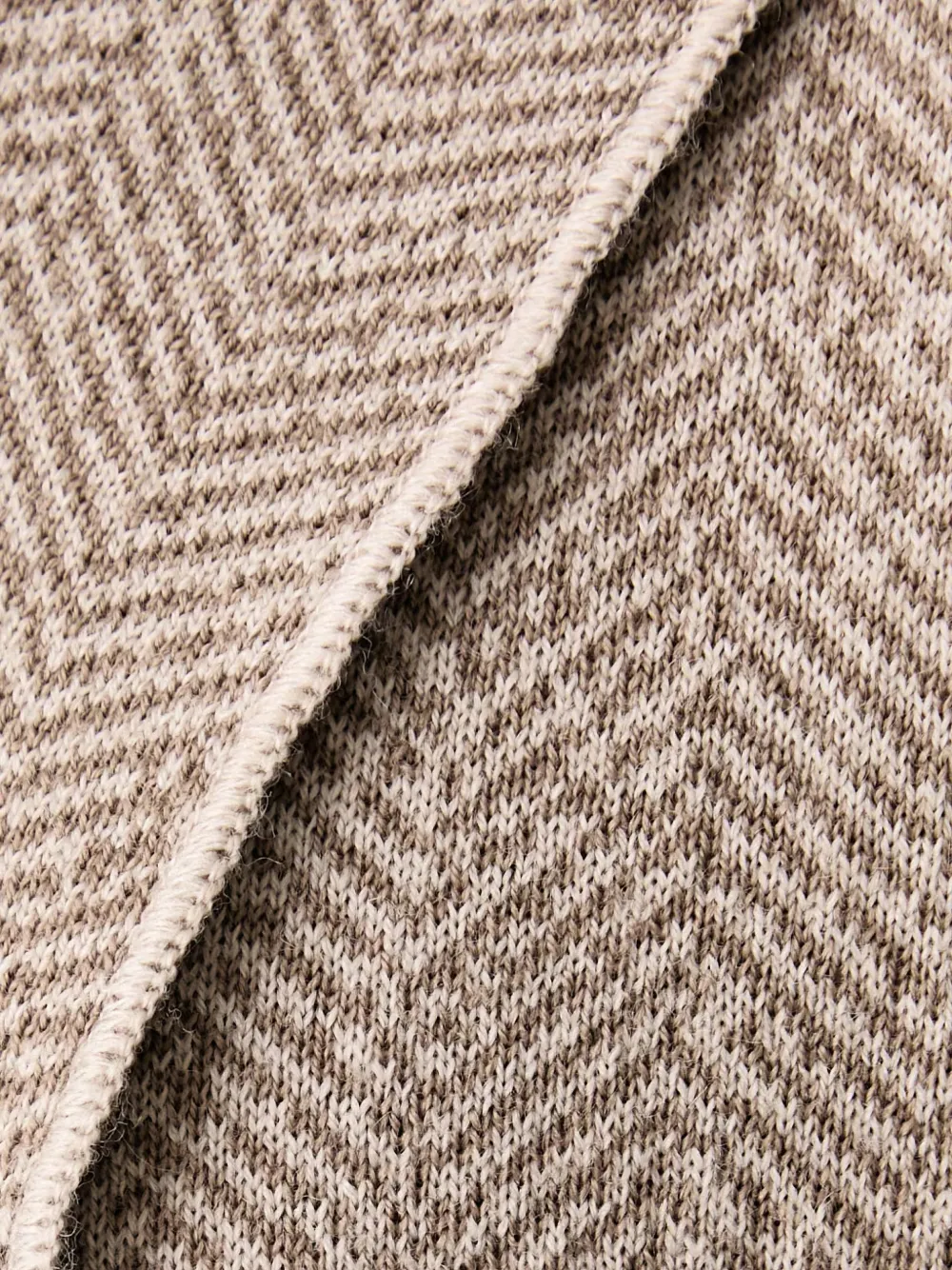 LUISA SPAGNOLI Gebreid vest met gekerfde revers en visgraatpatroon Beige