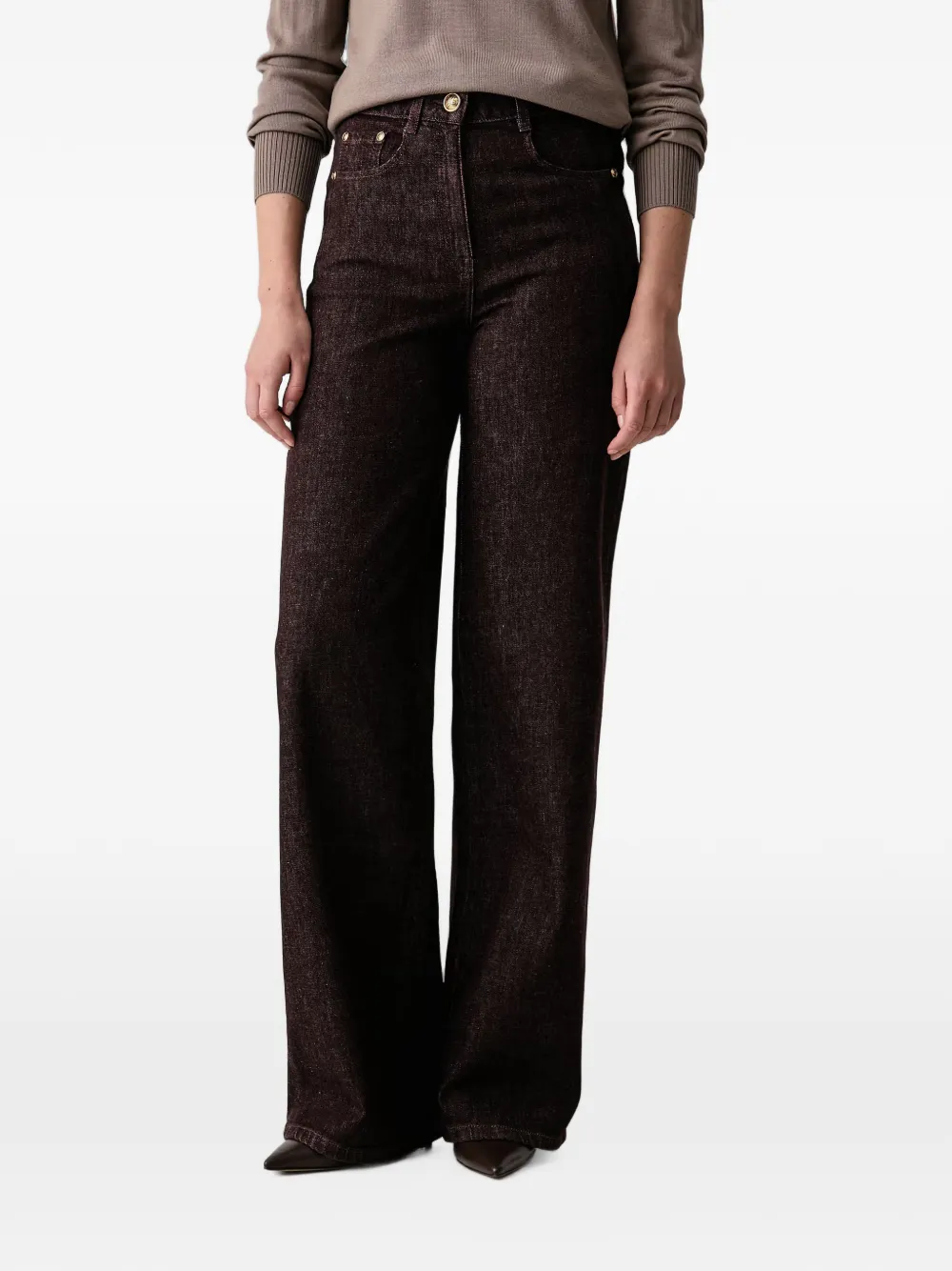 LUISA SPAGNOLI Opaglio logo-patch wide-leg jeans - Marron