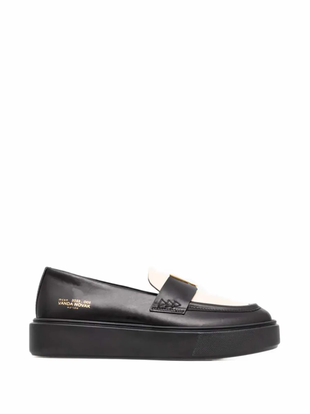 Vanda Novak Kayla two-tone logo-plaque loafers - Nero