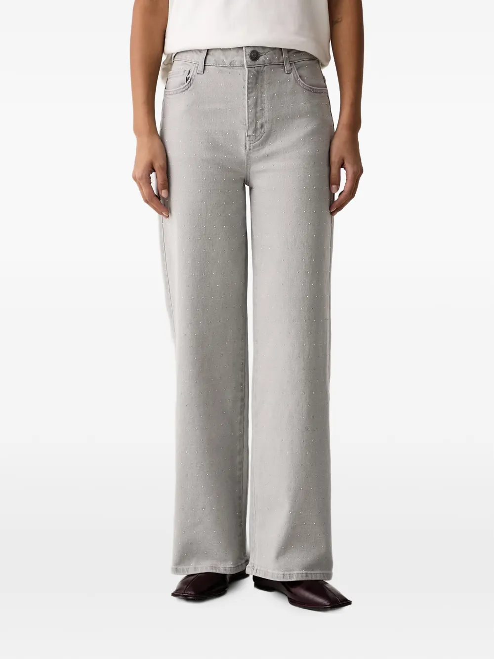 Lola Casademunt crystal-embellished wide-leg jeans - Grau