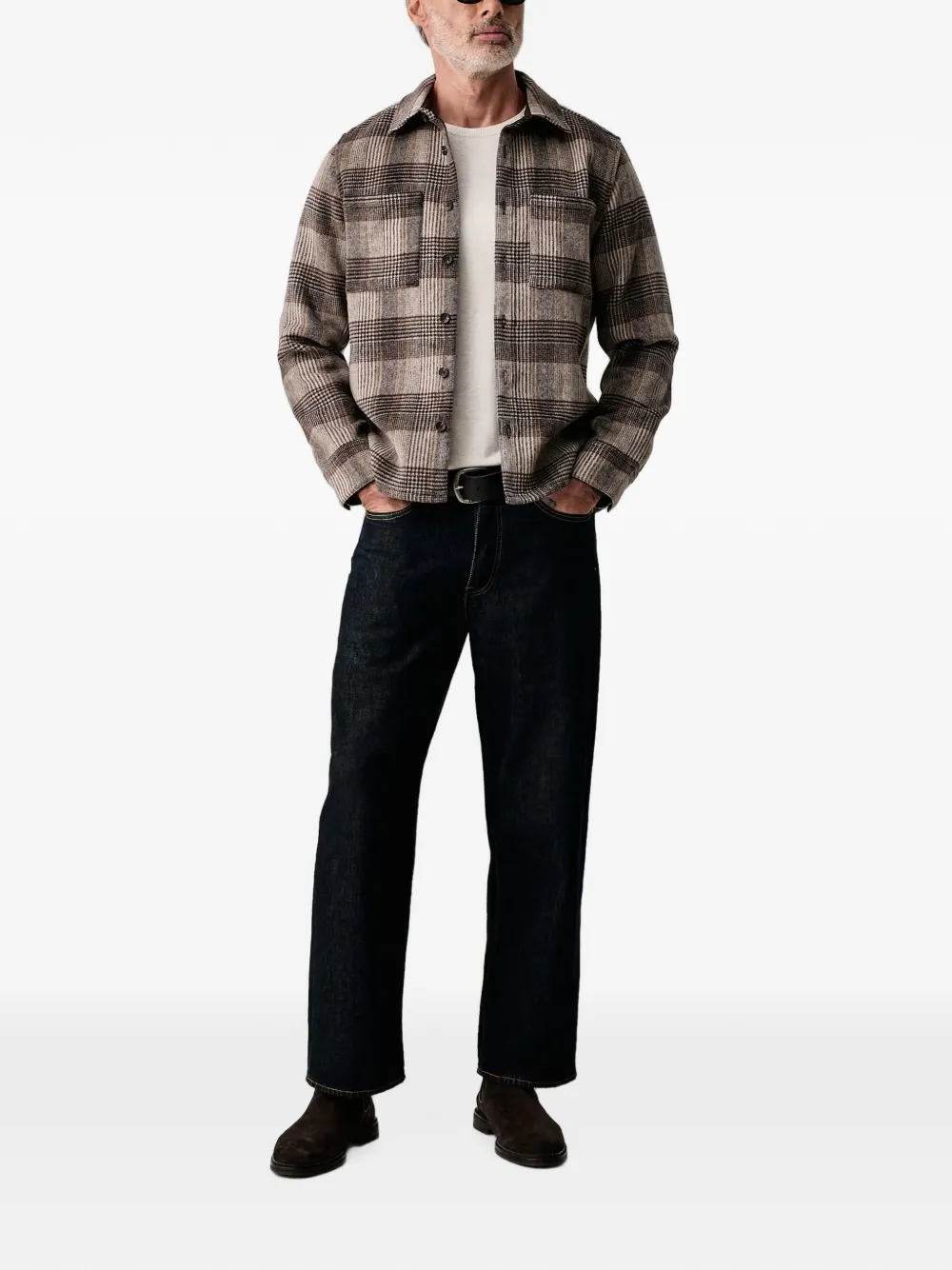 Lindbergh Geruit button-down shirtjack Bruin