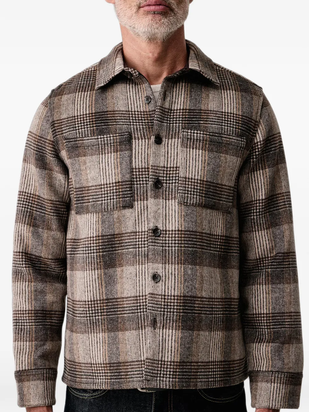 Lindbergh Geruit button-down shirtjack Bruin