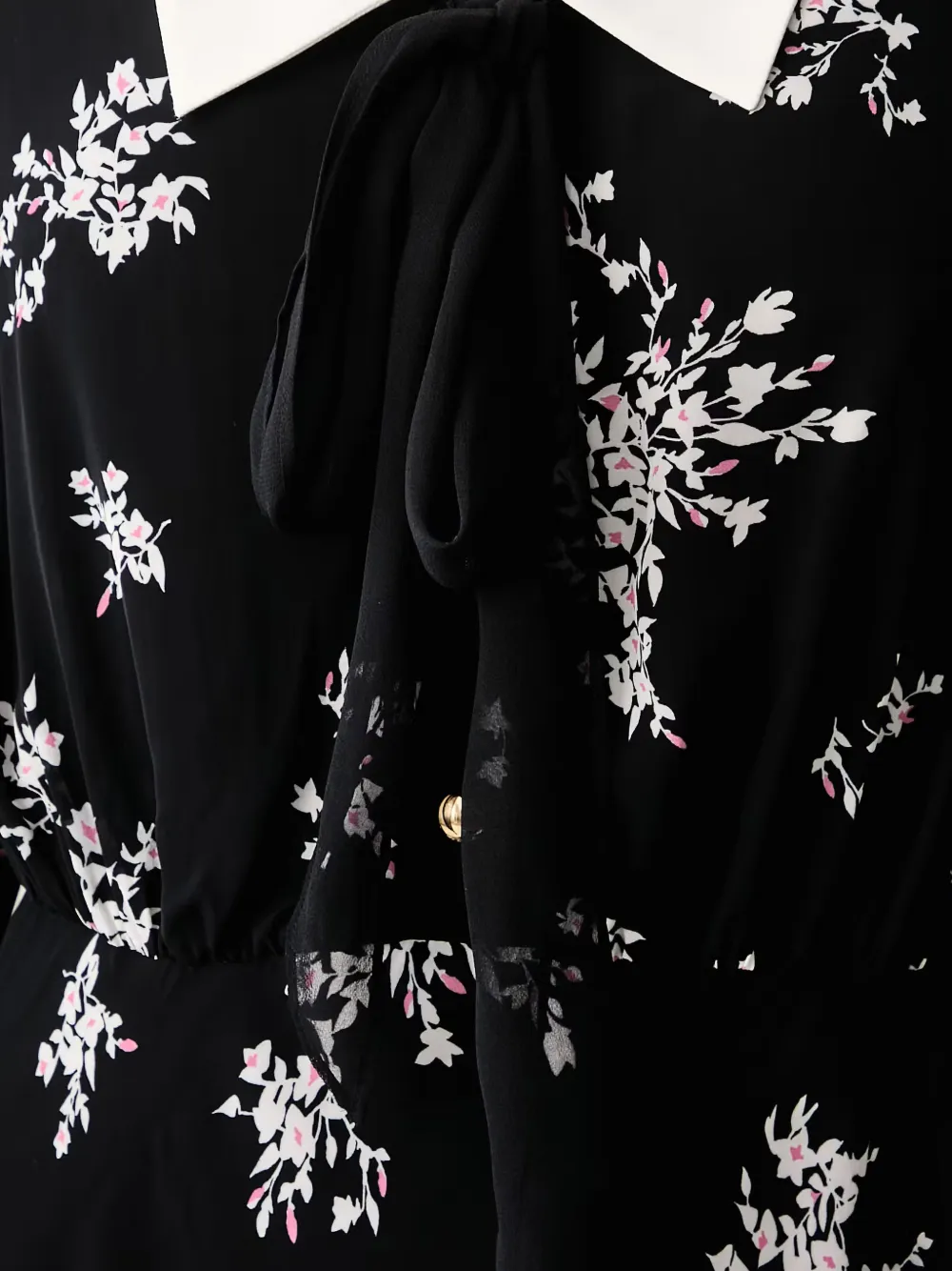 LUISA SPAGNOLI Gael midi-jurk met bloemen-print en strik Zwart