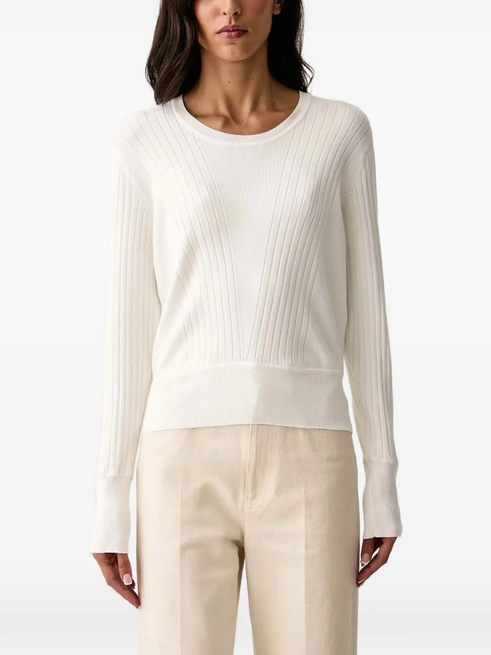 LIU JO lace-up ribbed sweater - Bianco