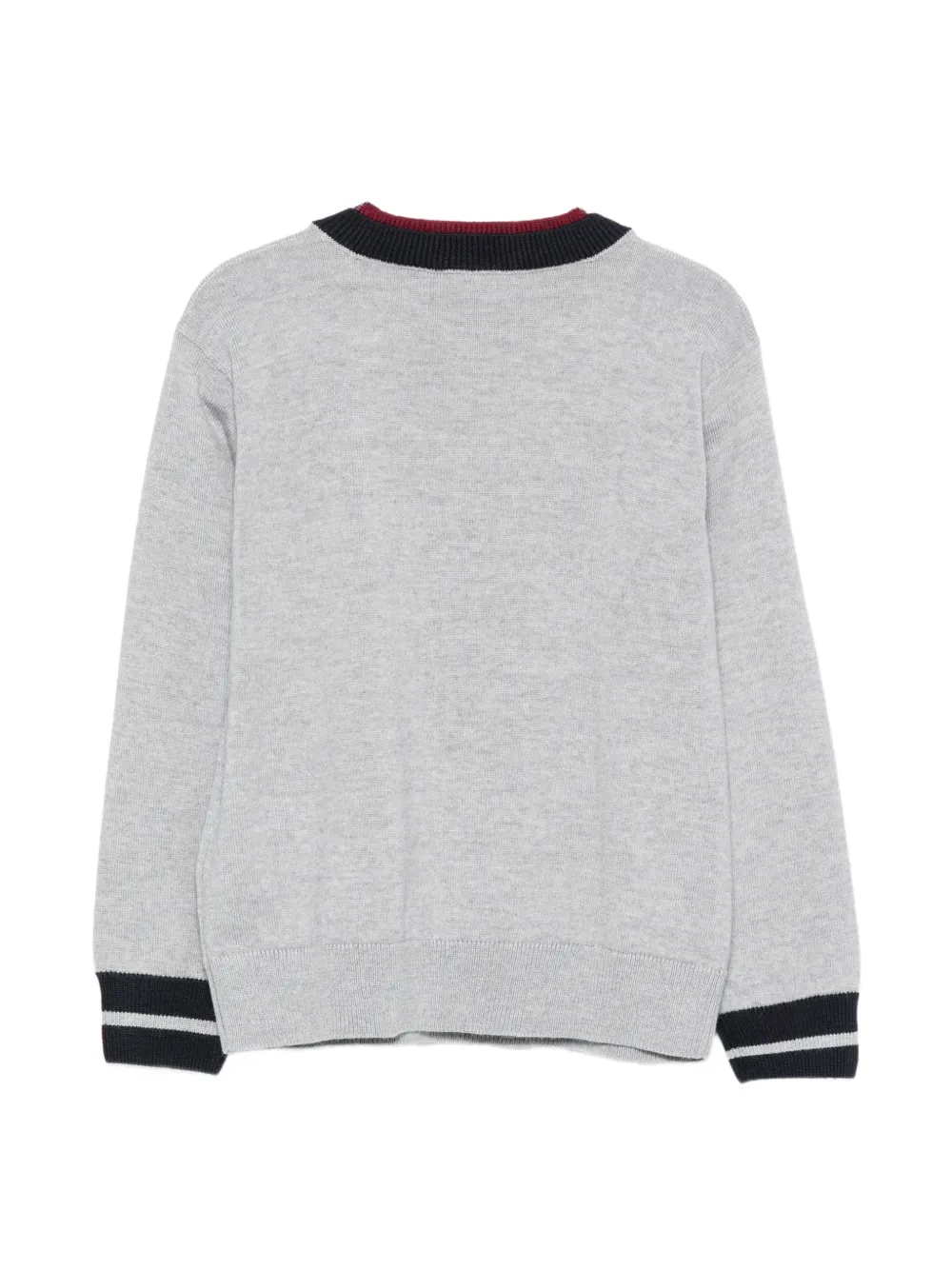 Fay Kids logo-embroidered striped-trim sweater Grijs