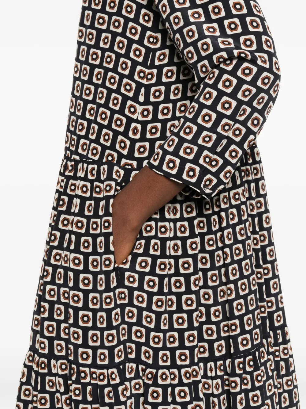 'S Max Mara geometric-print tiered dress Zwart